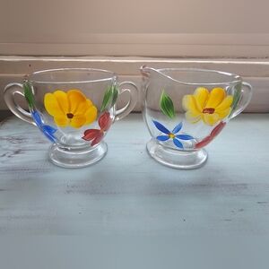 Vintage Bartlett Collins Gay Fad studios hand painted sugar and creamer set